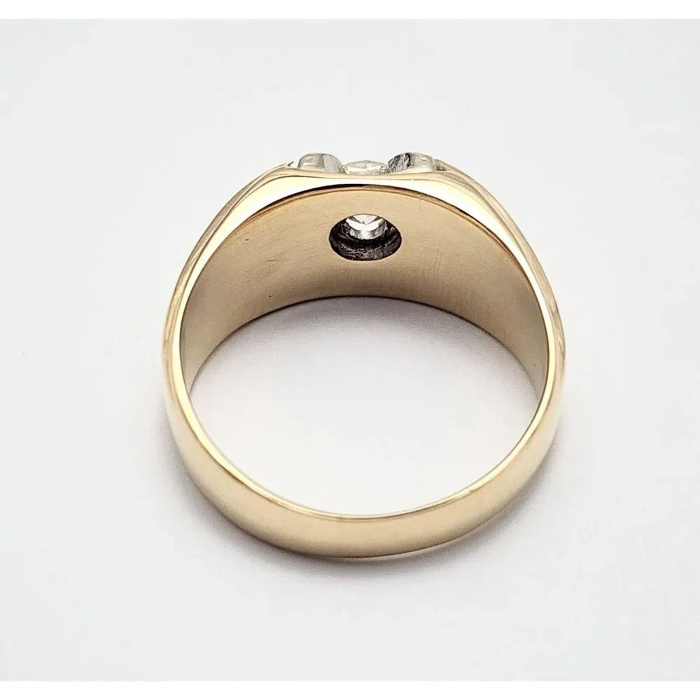 Unique 14K Solid Two Tone Multi Color Gold Designer Diamond Men's Ring - Size 9